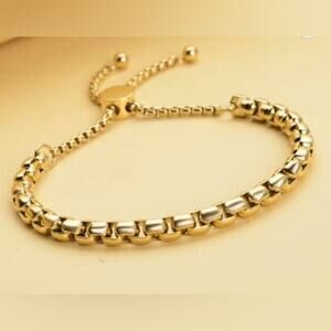 Shiny Box Link Rolo Bracelet Adjustable